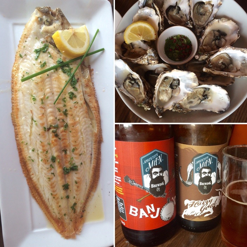 Some of the delicious dishes and craft beer that we savoured at the Fish Kitchen.